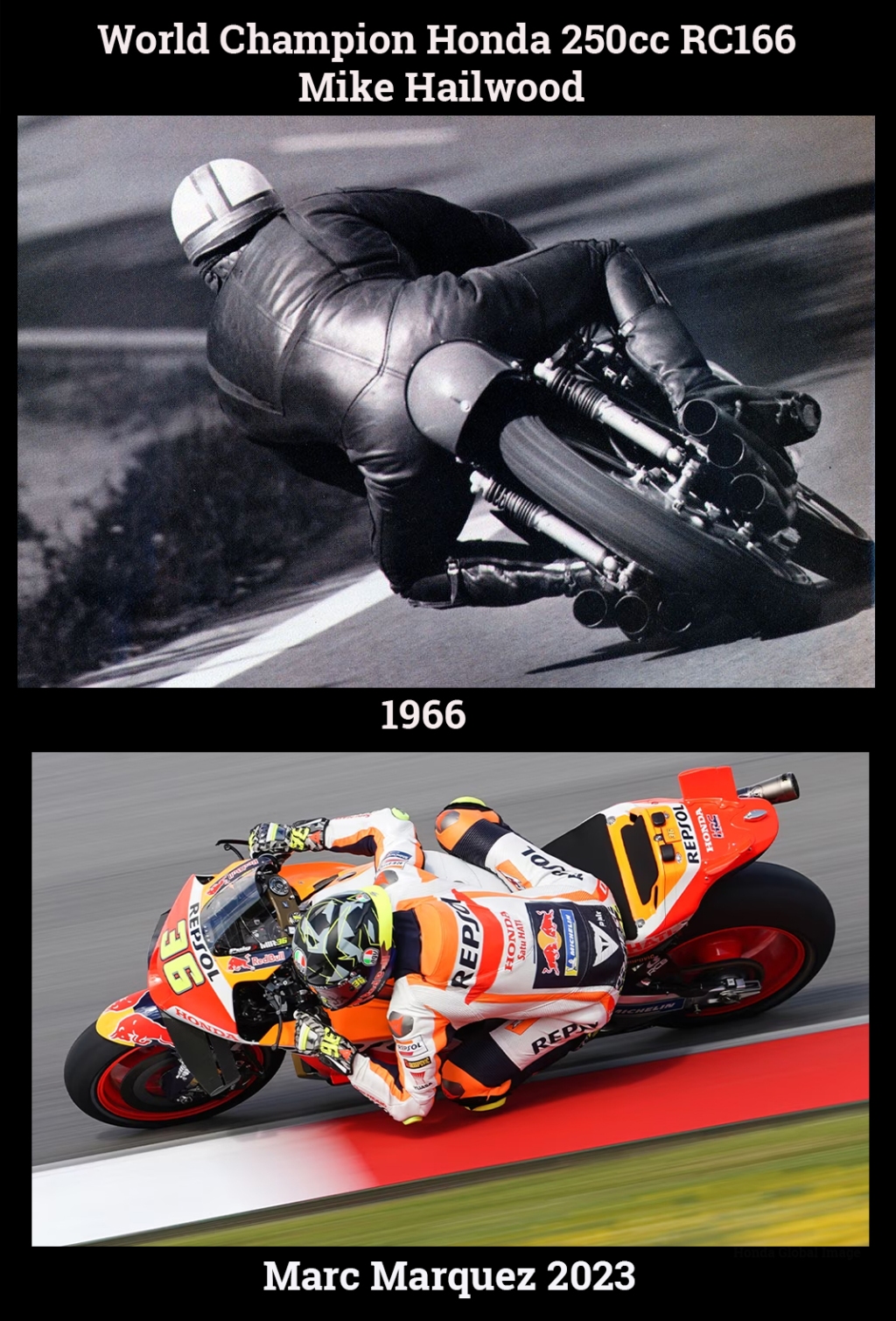 Rivals Mike Hailwood and Giacomo Agostini or Marc Marquez and Andrea Dovizioso. Rivals that can make you smile!
